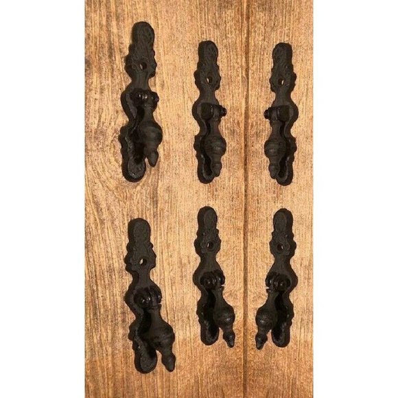 Two (2) Cast Iron Vertical Hinged Cabinet Drawer Pulls Handles Two (2) 0184-0208 - Picture 6 of 9
